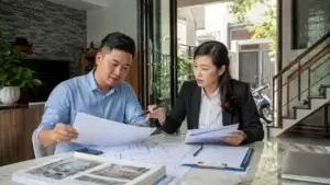 Người mua kiểm tra hồ sơ của căn nhà chưa hoàn công